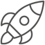 rocket icon representing fast implementation