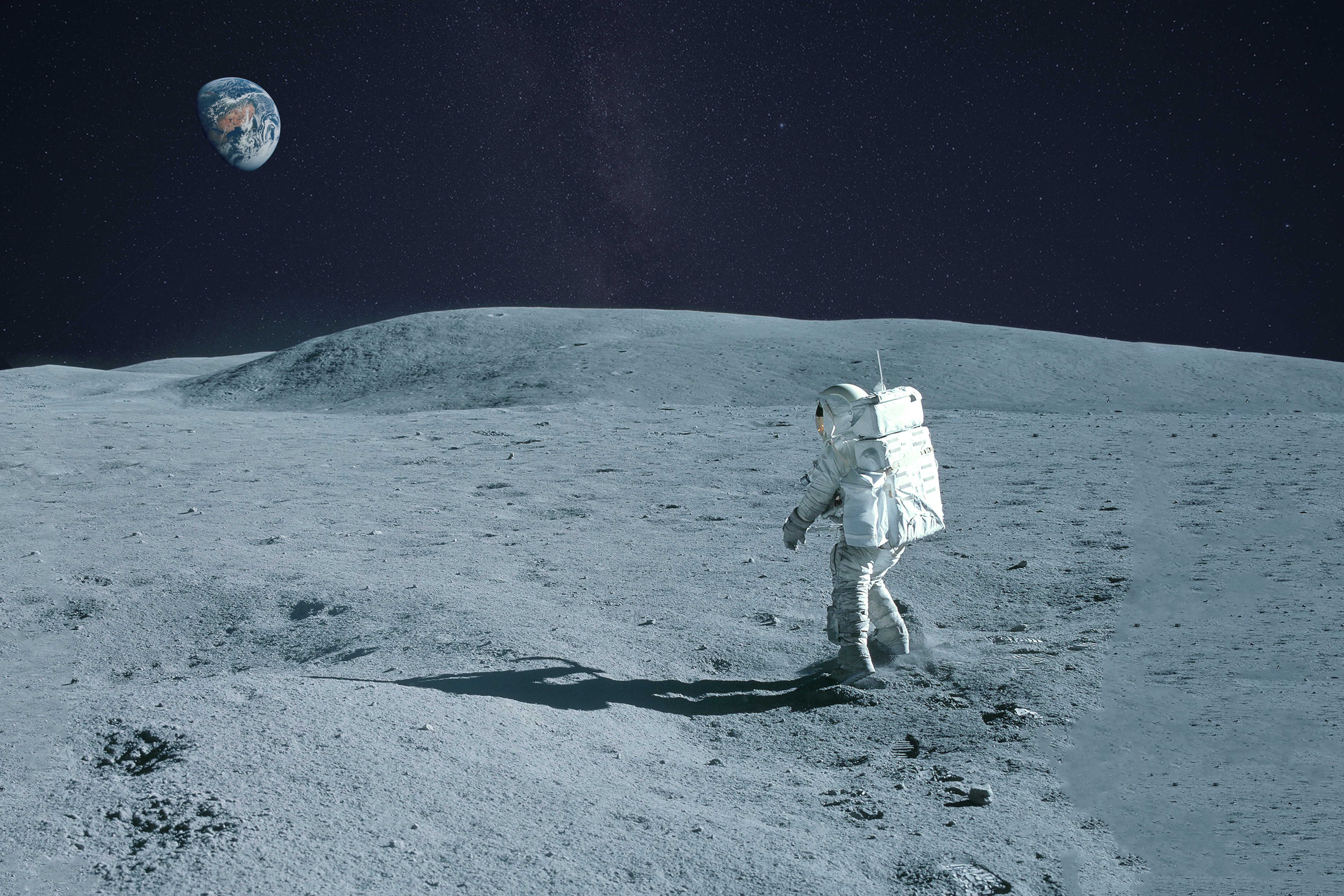 Astronaut walks across unknown landscape similar to implementing a new ERP.